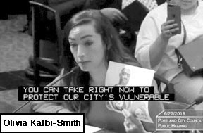 Olivia Katbi-Smith testifying at City 
Council