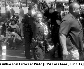 Outlaw and Turner at Pride, PPA 
Facebook, June 17, 
2018