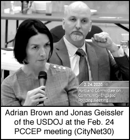 ADRIAN BROWN AND JONAS GEISSLER OF THE USDOJ 
AT THE FEB. 24 PCCEP MEETING (CITYNET30)
