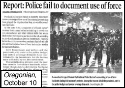 image of Oregonian article Report: Police fail to document use of 
force, from October 10