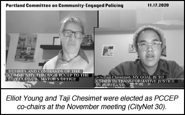 image of November PCCEP meeting screen shot of Elliot Young 
and Taji Chesimet