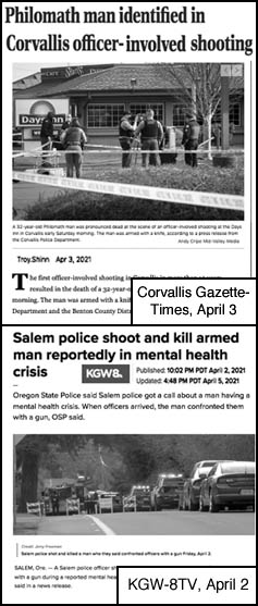 [screen capture of articles discussing the back to 
back shootings of April 
3rd and April 2nd]
