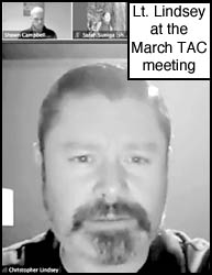 [screen capture of Lt Lindsey at the March TAC 
meeting]