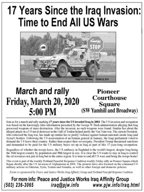 [Iraq 17 Years Later flyer]