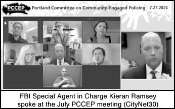 [screen capture from PCCEP meeting at which FBI Special Agent 
in Charge Kieran Ramsey spoke.]